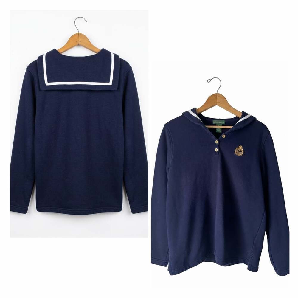 Lauren Jeans Co. Ralph Lauren Navy Blue Sailor Collar Sweatshirt